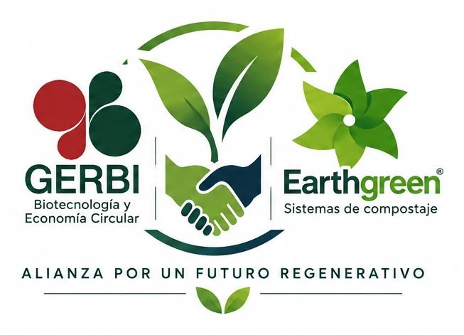 Logotipo de la alianza GERBI y Earthgreen: alianza por un futuro regenerativo